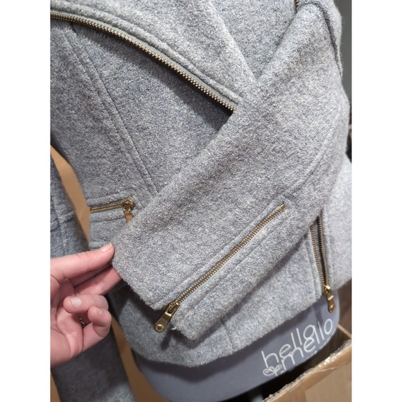 Banana Republic Womens Gray Wool Blend Moto Zip Jacket Size Petite S - Picture 11 of 11